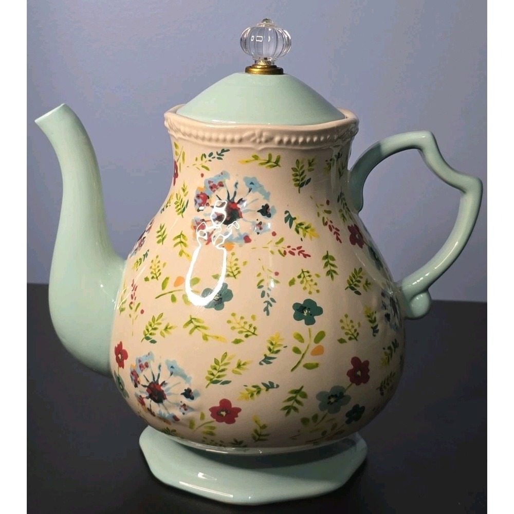 Pioneer Woman KARI Teapot Pitcher Stoneware 2.7 Qt Floral-Country Farmhouse